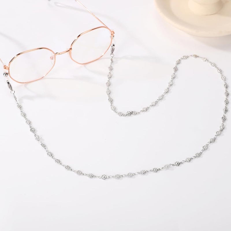 Hongeely Eyeglass Chain Silver Stainless Steel Handmade Necklace for Reading Glasses Sunglass Beaded Chains for Men Women - Image 2